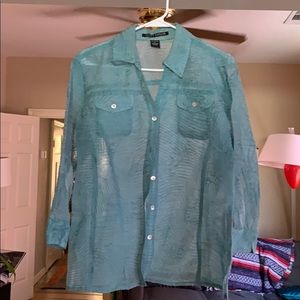 Scott Taylor Teal and textured blouse